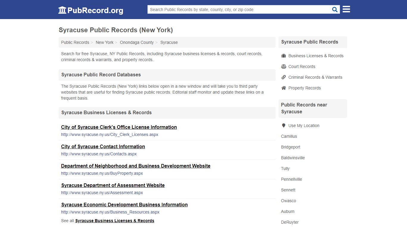 Free Syracuse Public Records (New York Public Records) - PubRecord.org